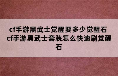 cf手游黑武士觉醒要多少觉醒石 cf手游黑武士套装怎么快速刷觉醒石